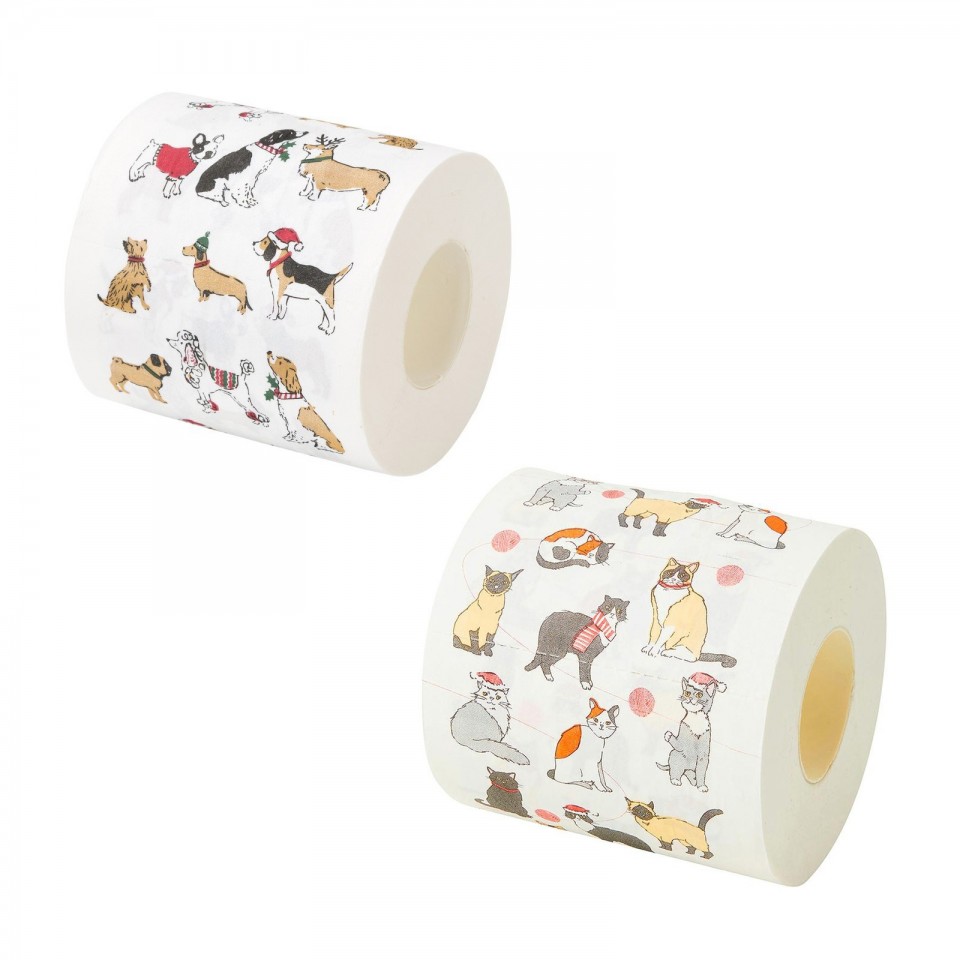  Festive Cat & Dog Toilet Roll