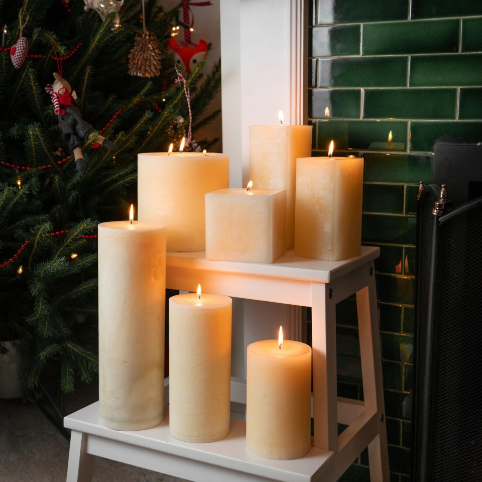 All 7 designs displayed together Vanilla Scented Long Burn Candles by Nicola Spring