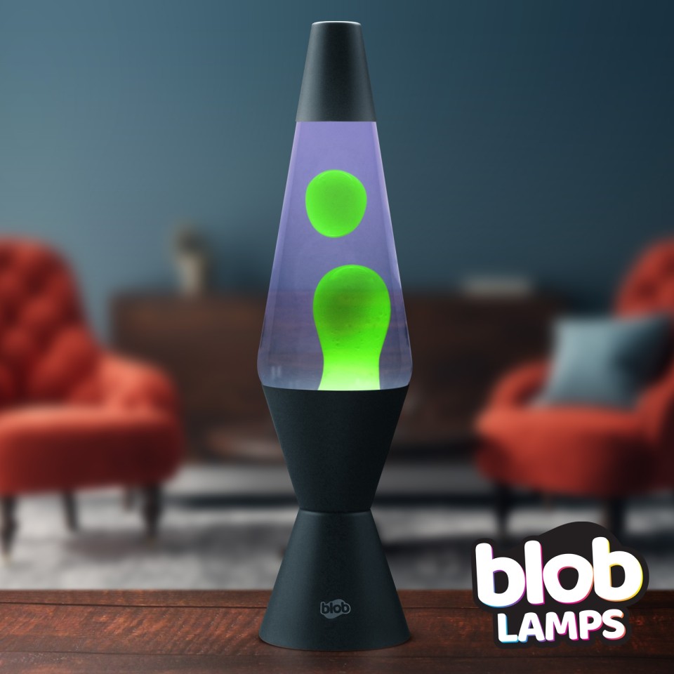  VINTAGE Blob Lamp - Matt Black Base - Green/Purple