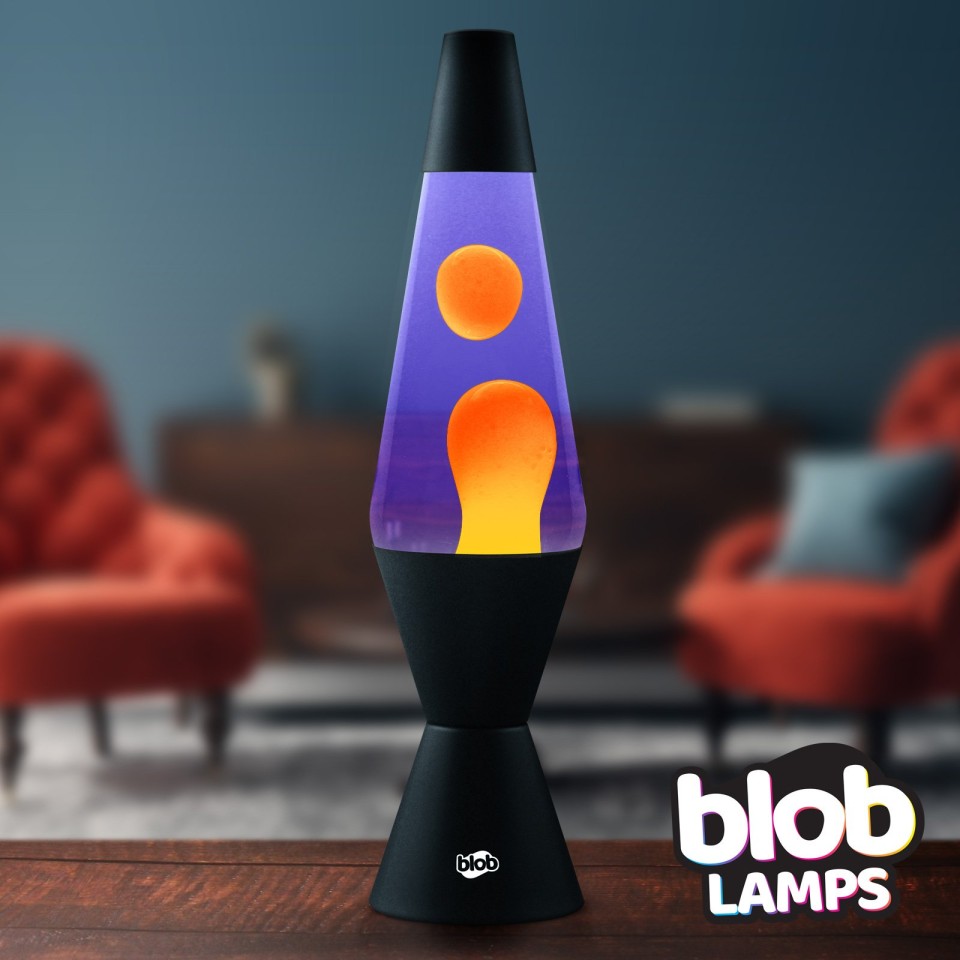  Blob Lamps Lava Lamp VINTAGE - Matt Black Base  - Orange Purple