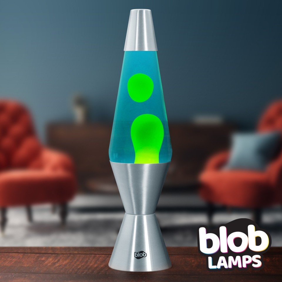  Blob Lamps Lava Lamp VINTAGE - Silver Base - Green/Blue