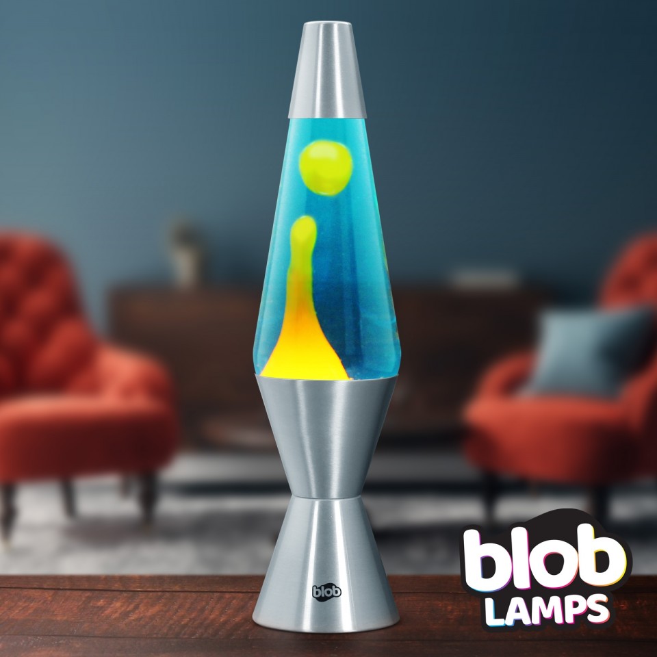  VINTAGE Blob Lamp - Metal Lava Lamp 14.5" - Orange/Blue 