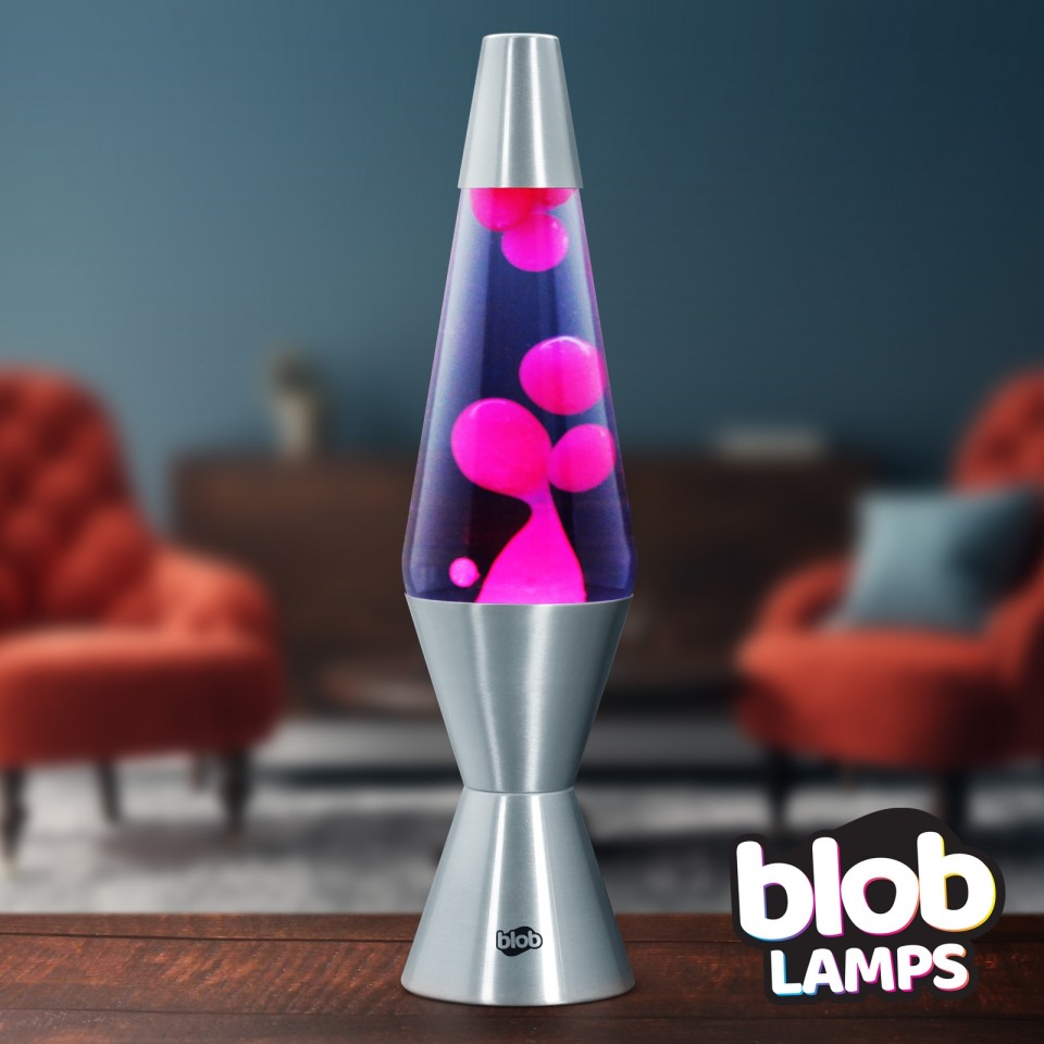  VINTAGE Blob Lamp - Metal Lava Lamp 14.5" - Pink/Purple 