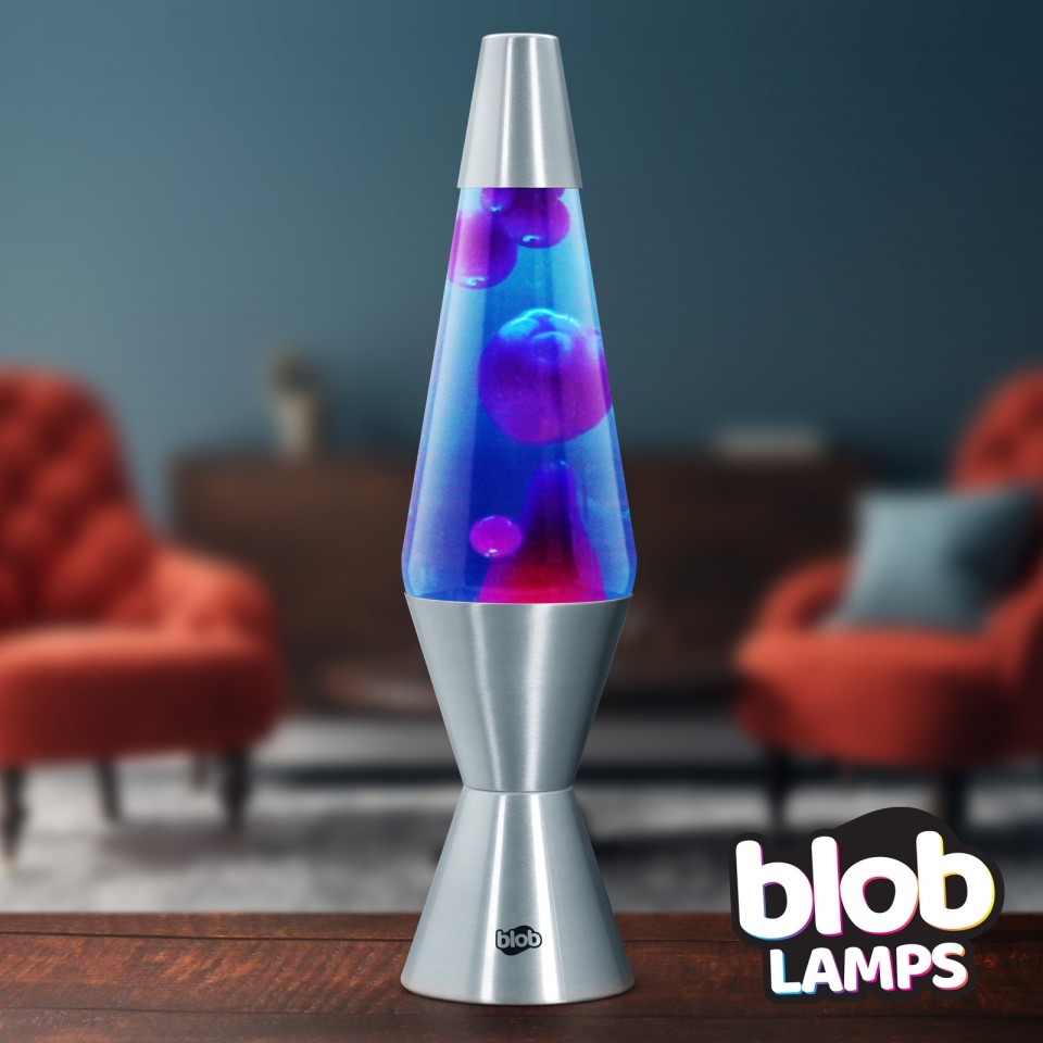  VINTAGE Blob Lamp - Metal Lava Lamp 14.5" - Purple/Blue