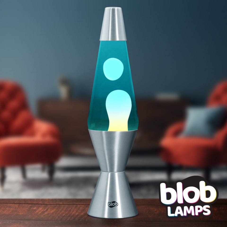  Blob Lamps Lava Lamp VINTAGE - Metal Base - White/Blue