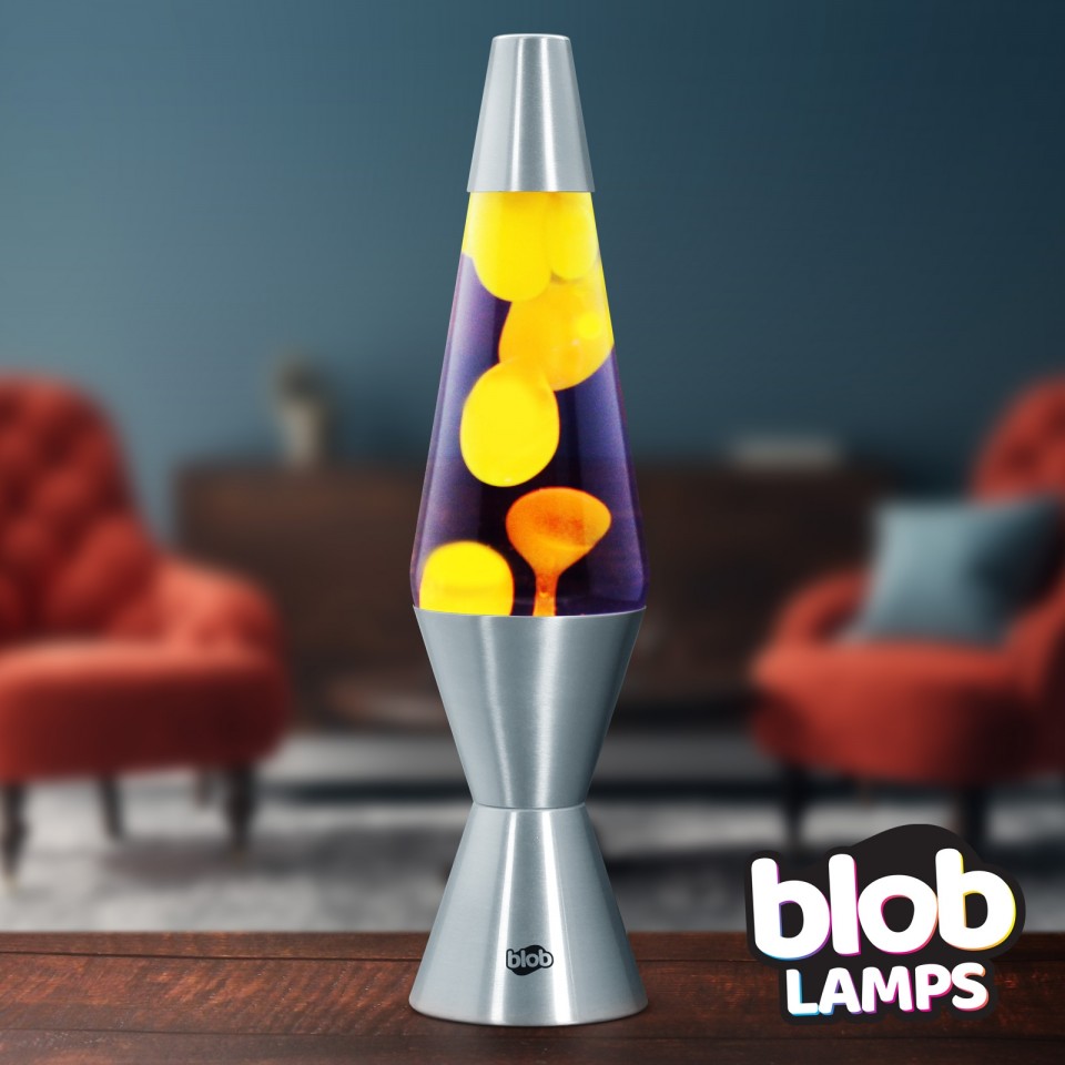  VINTAGE Blob Lamp - Metal Lava Lamp 14.5" - Yellow/Purple 