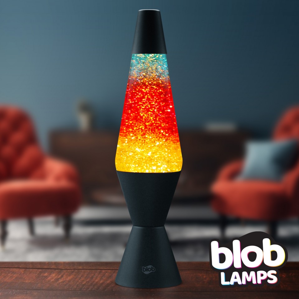  VINTAGE Blob Lamp - Matt Black 'Sunset' Glitter Lamp 14.5"