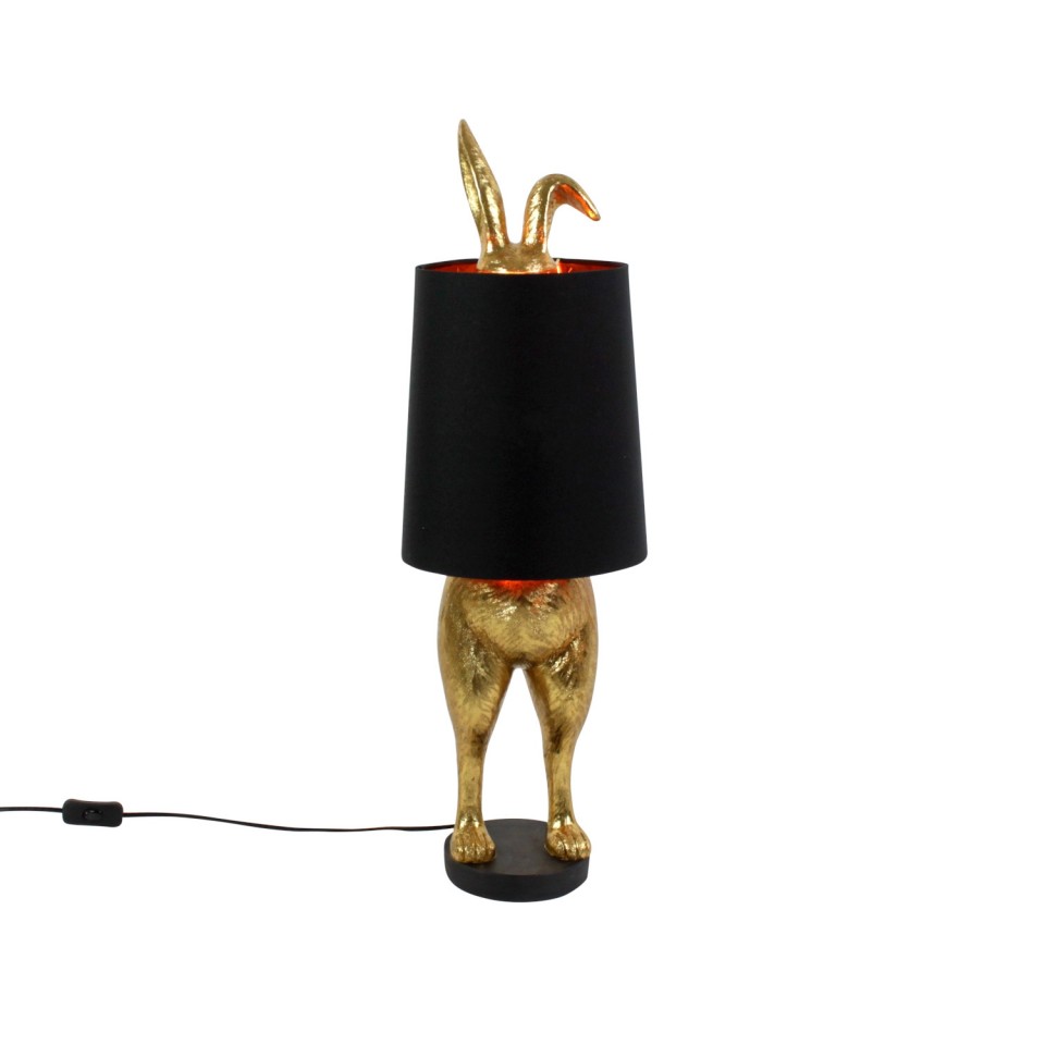 Hiding Bunny Table Lamp Gold Black, Bunny Table Lamp