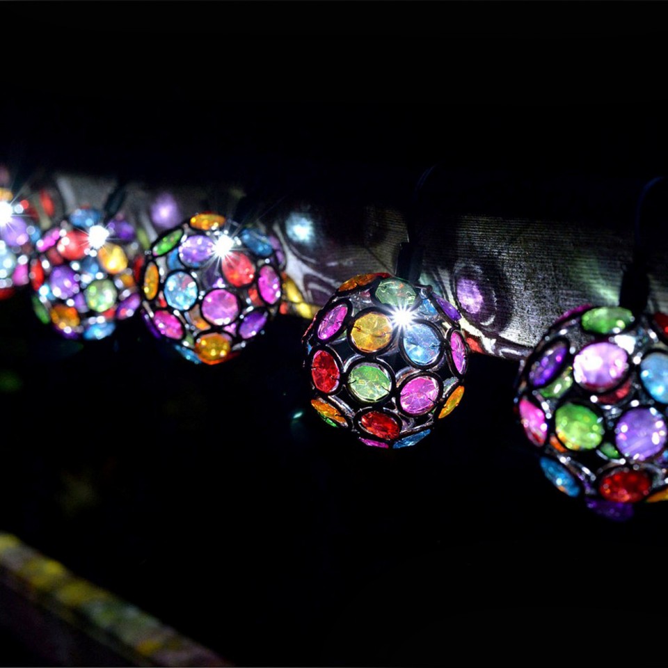 Solar Multi Coloured Glow Gem String Lights