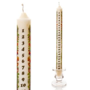 Taper Dinner Advent Candle & Glass Candlestick - Festive Decorations 