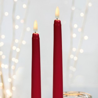 27cm Flickabright Dinner Candles - Red