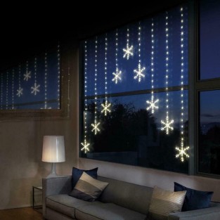 339 LED Snowflake Light Curtain - Warm White