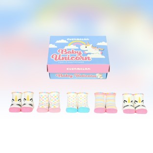 Baby Unicorn Socks 0-12 Months by Cucamelon - 5 Pack