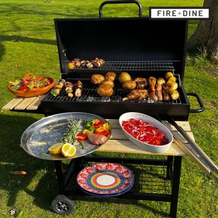 BBQ Barrel King Charcoal Grill & Smoker by Fire & Dine