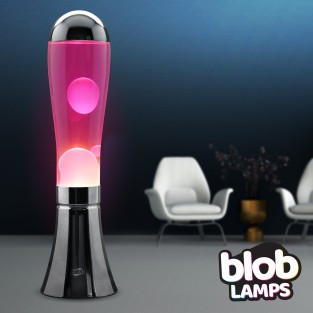 BIG BLOB Blob Lamps Lava Lamp - Metallic Silver Base - White/Pink