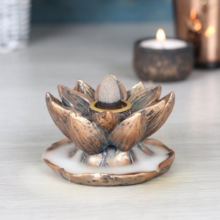 Bronze Lotus Flower Backflow Incense Burner