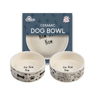 Ceramic Dog Bowl - Nom Nom Nom