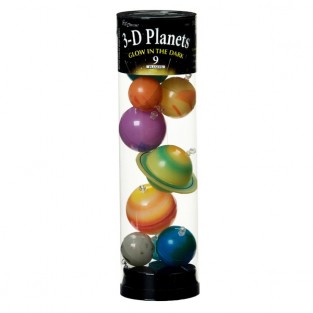Glowing 3D Planets in a Tube