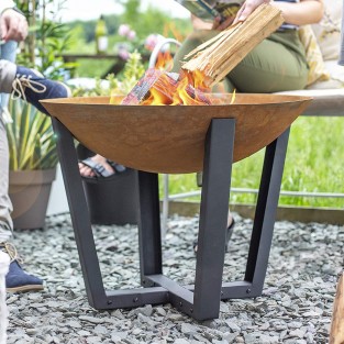 Icarus Oxidised Cast Iron Fire Pit with Steel Legs