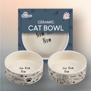 Ceramic Cat Bowl - Nom Nom Nom