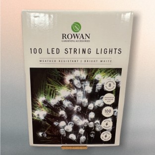 100 LED Bright White String Lights B/O