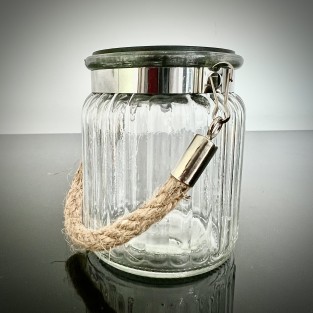 Solar Ribbed Jar with Rope Handle