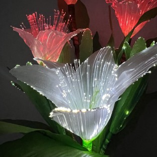 Fibre Optic Colour Change White Lilies 50cm Tall