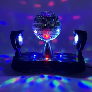 USB 10cm Rotating Disco Mirror Ball with 16 LEDs 