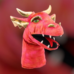 Large Red & Gold Dragons Head Hand Puppet