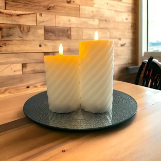 Bougie Twist LED Pillar Candles in Ivory