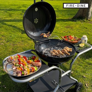 Kettle Master BBQ Charcoal Grill + Side Tables by Fire & Dine