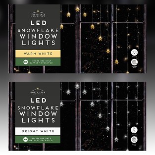 LED Snowflake Window Lights - Warm or Bright White