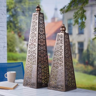Battery Operated Outdoor Moroccan style Pyramid Lamps