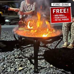 Meridian Fire Pit & BBQ Grill With Rain Cover by Fire & Dine 