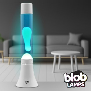 MODERN Blob Lamps Lava Lamp  - White Base - White/Blue