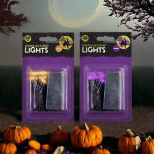 Spooky 20 LED Battery Op String Lights - Orange Purple