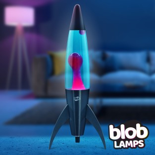 Blob Lamps 17" ROCKET Matt Black Lava Lamp - Pink/Blue