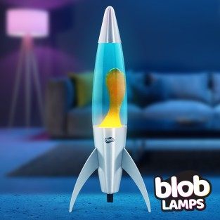 Blob Lamp 17" ROCKET Metal Lava Lamp - Orange/Blue