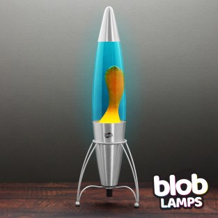 Blob Lamp 17" ROCKET Metal Lava Lamp - Orange/Blue
