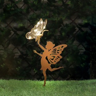 Fairy Silhouette with Solar LED Butterfly Garden Stake