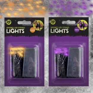 Spooky 20 LED Battery Operated String Lights - Orange/Purple
