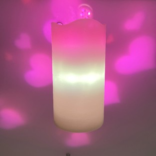 Pink Love Heart LED Candle Projector - Battery or USB