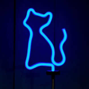Urban Solar Blue Neon Cat Stake Light