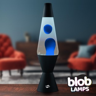 Blob Lamps Lava Lamp VINTAGE -  Matt Black Base - Blue/Clear