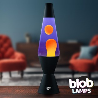 Blob Lamps Lava Lamp VINTAGE - Matt Black Base  - Orange Purple