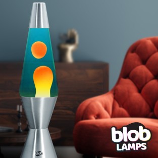 Blob Lamps Lava Lamp VINTAGE - Metal Base - Orange/Blue