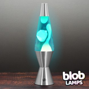 VINTAGE Blob Lamp - Metal Lava Lamp  14.5" - White/Blue