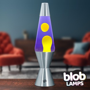 Blob Lamps Lava Lamp VINTAGE - Metal Base - Yellow/Purple