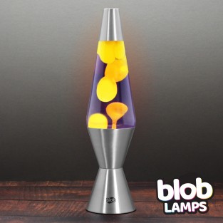 VINTAGE Blob Lamp - Metal Lava Lamp 14.5" - Yellow/Purple 