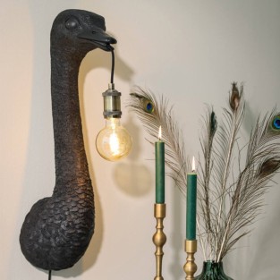 Ostrich Plug in Wall Lamp 72cm Tall in Matt Black